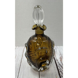 Vintage 1960s Mid-Century Pinched Glass Decanter With Glass Stopper MCM